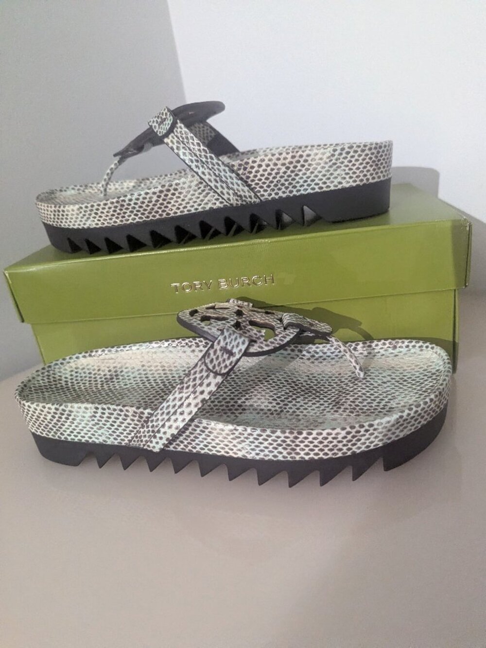 Tory Burch $258 Miller Cloud Lug Sandals Snake print